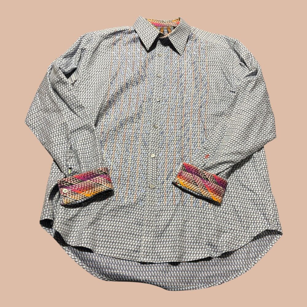 Robert Graham Button down Shirt Mens XL Blue Multicolor Long Sleeve Preppy